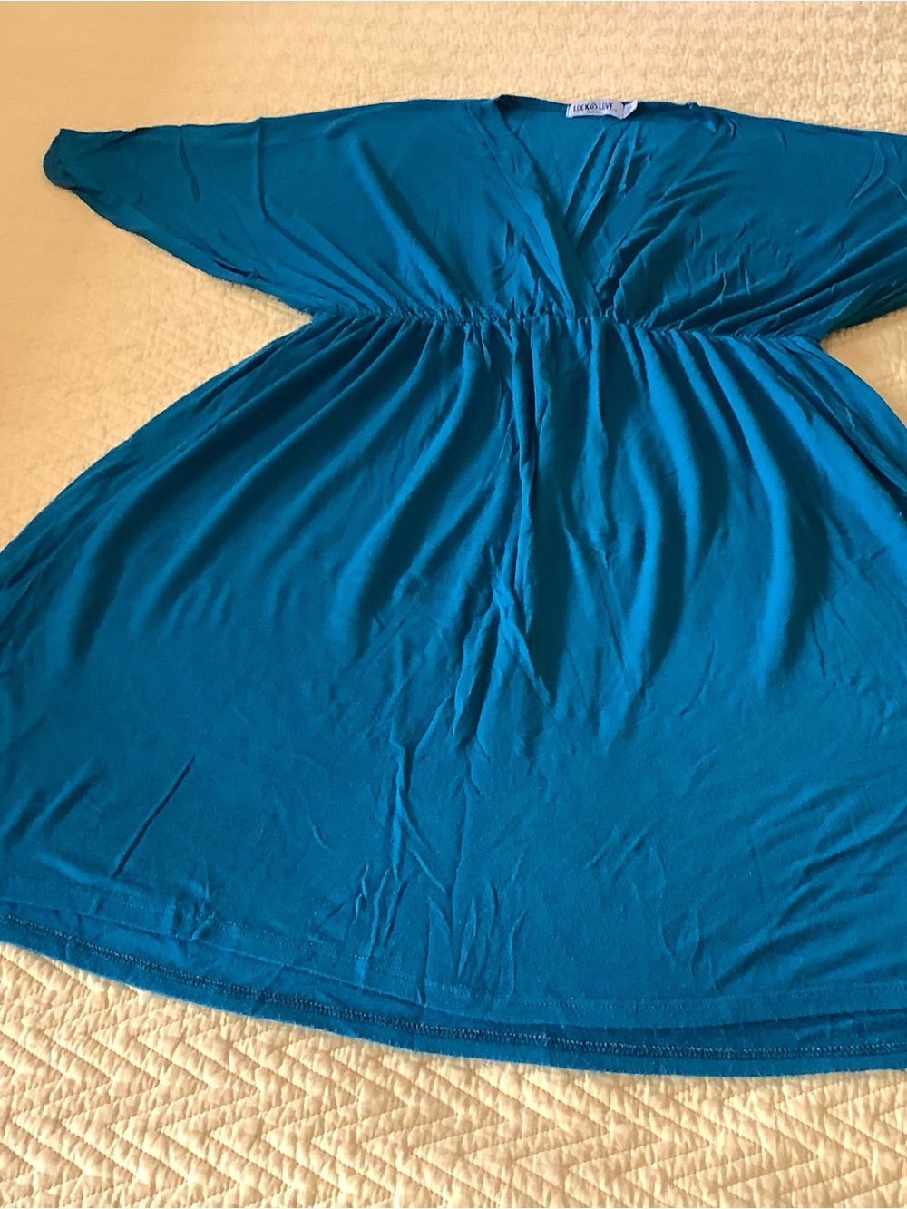 Women’s Teal V-Neck Waist-Detail Swimsuit Cover Up Dress
